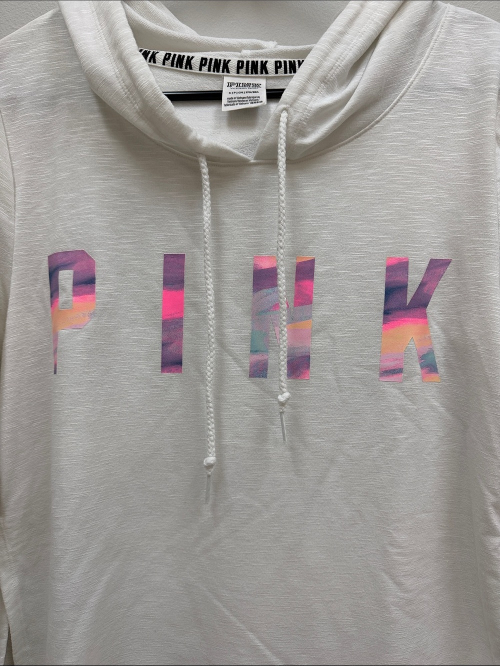 Victoria's Secret PINK Lightweight White Hoodie Sz Small! - Picture 2 of 7